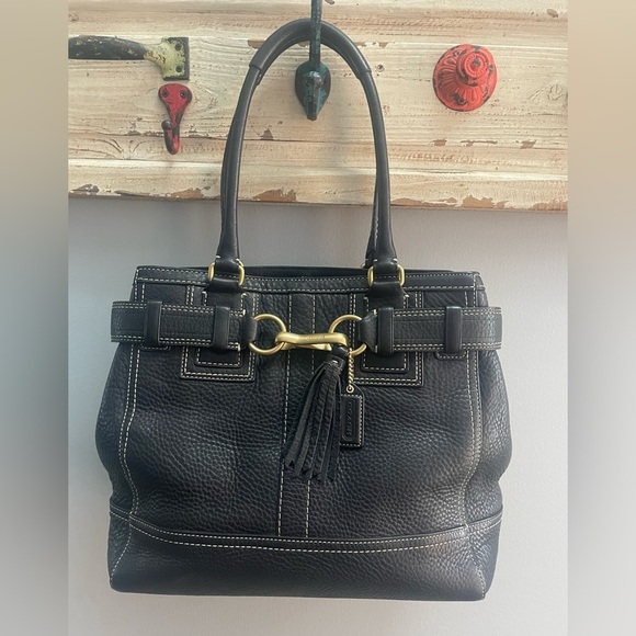 Coach Handbags - Authentic Coach Black Pebble Leather Handbag /Tote 10214